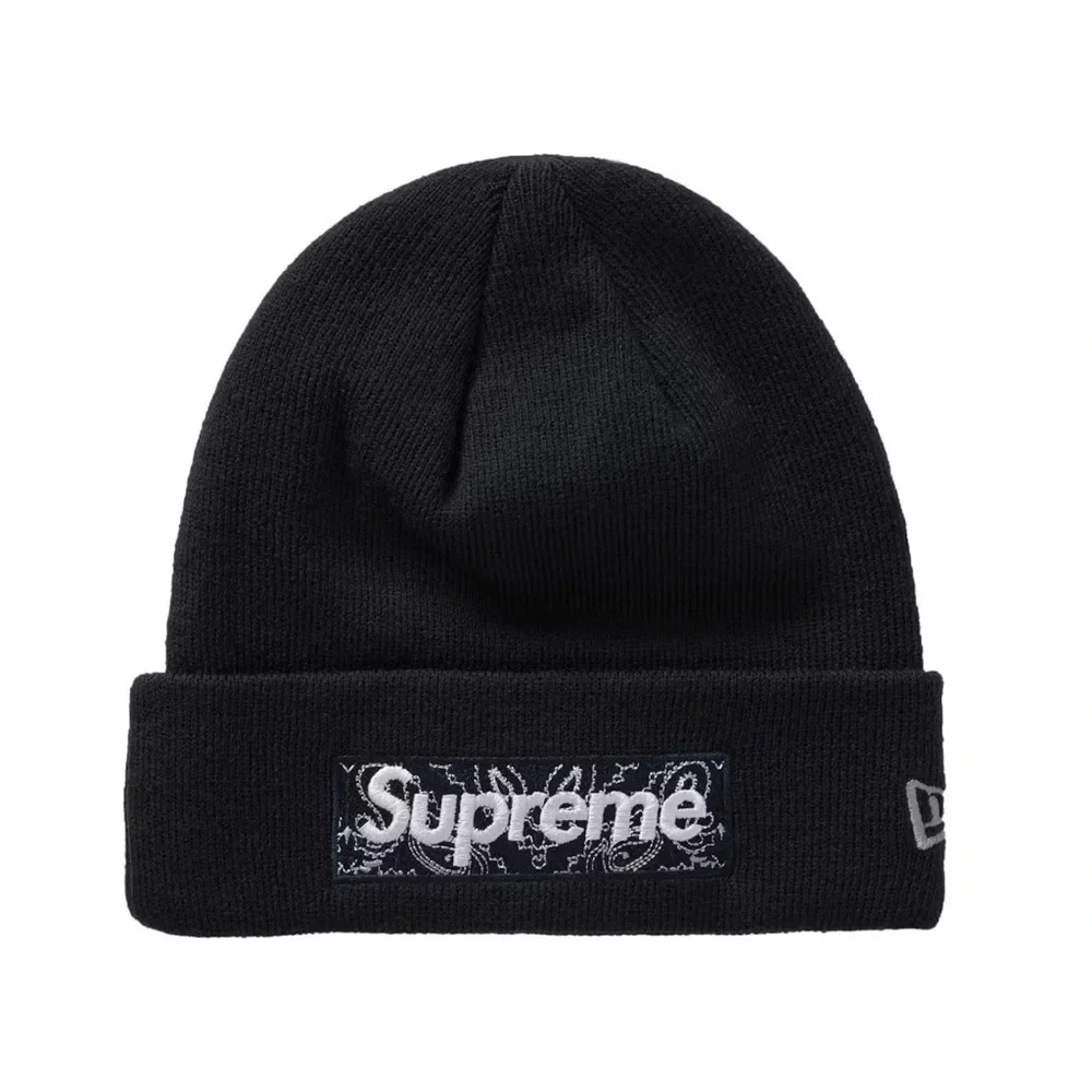Supreme Black Bandana Box Logo Beanie New With Tags OS One Size